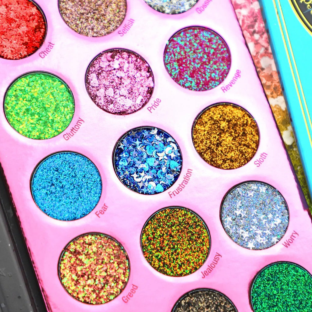 Rude Cosmetics, Sin of Glittony - 15 gepresste Glitzerlidschatten (vegan) - Tigerzzz - Shop