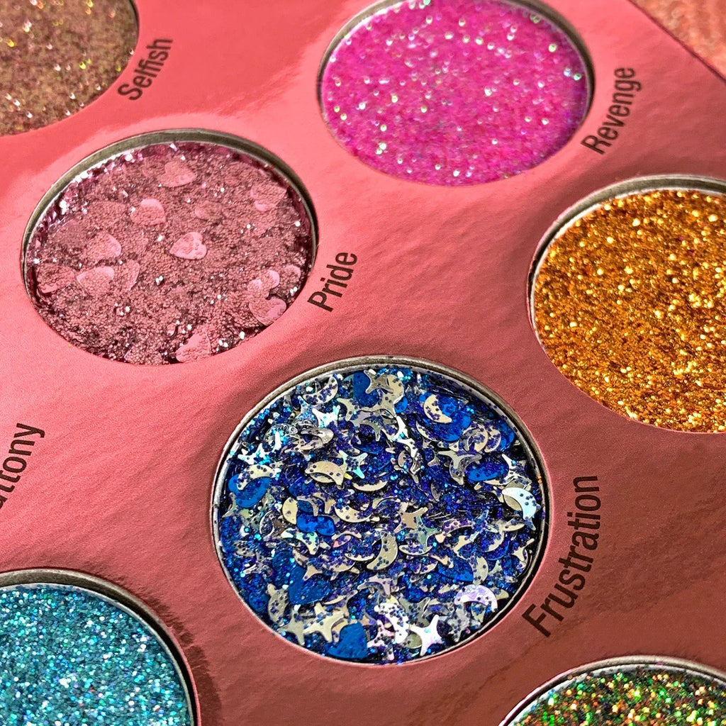 Rude Cosmetics, Sin of Glittony - 15 gepresste Glitzerlidschatten (vegan) - Tigerzzz - Shop